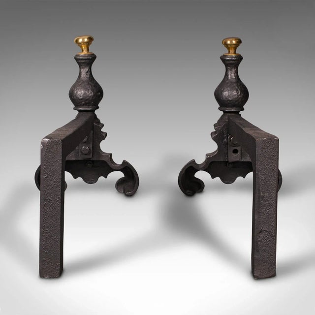 Victorian 1850s Victorian Pair of Antique English Decorative Fire Rests, Fireside Andiron For Sale - Image 3 of 11