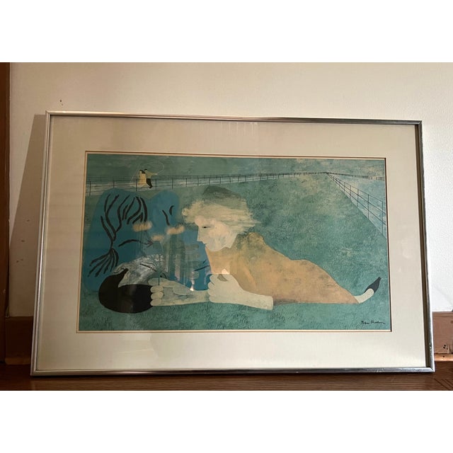 Vintage framed art print featuring Ben Shahn’s evocative composition “Spring,” originally created in 1947. The expressive...