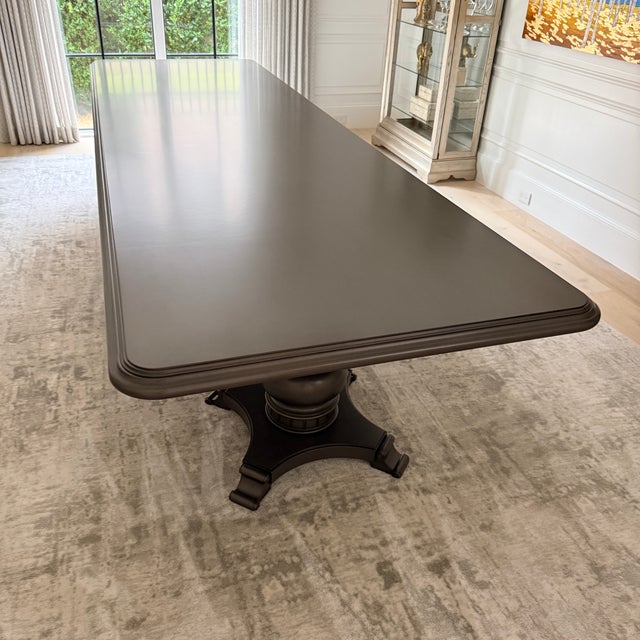 Exceptionally Long Three Pedestal Dining Table For Sale - Image 18 of 18