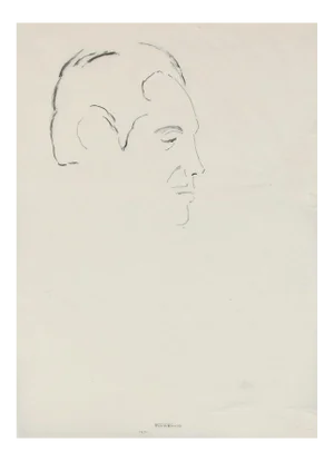Man Portrait - Original China Ink Drawing by Flor David - 1950s 1950s
