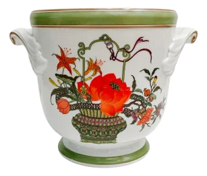 Late 20th Century Mottahedeh Vista Allegre Chinese Woodblock Neoclassical Cachepot