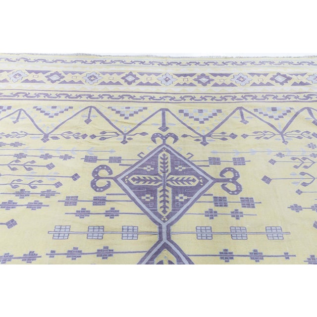 Doris Leslie Blau Vintage Dhurrie Pale Sand With Lavender Flatweave Cotton Rug For Sale In New York - Image 6 of 11