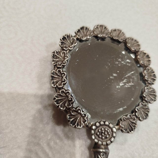 Metal Silver Hand Mirror, 1930s For Sale - Image 7 of 12
