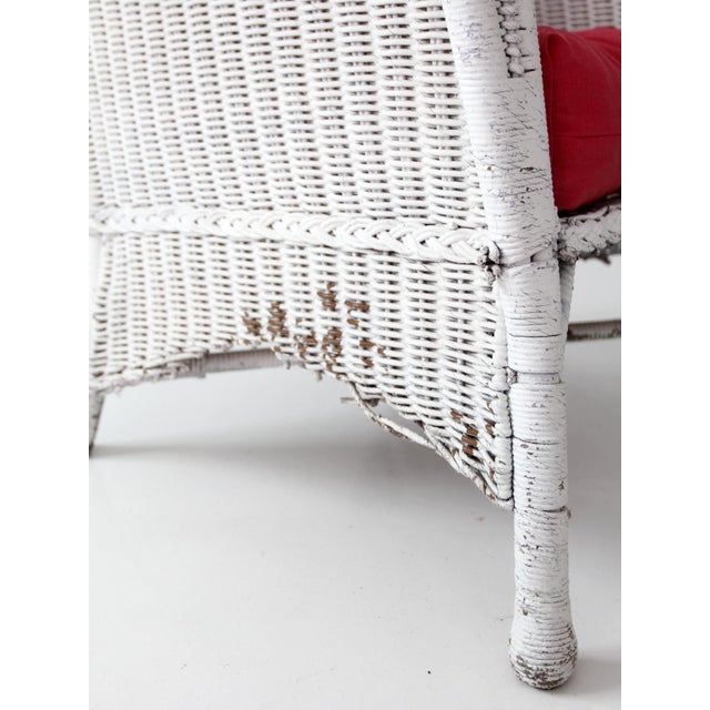 Antique White Wicker Porch Chair For Sale - Image 9 of 18