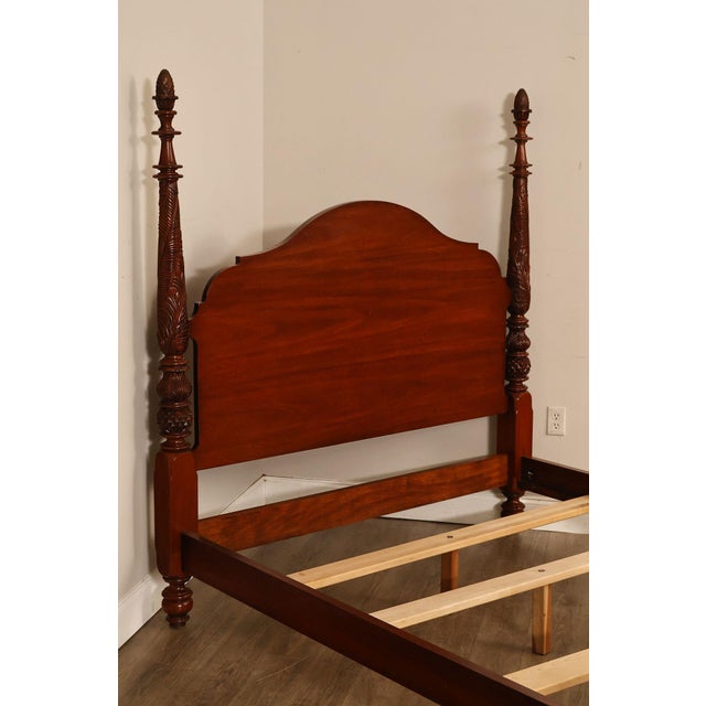 American Carved Mahogany Four-Poster Queen Bed Frame For Sale - Image 3 of 18