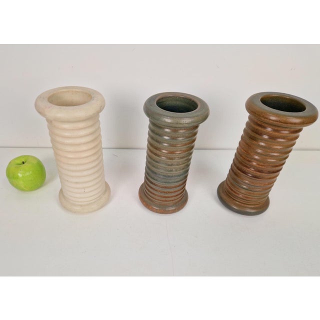 Vintage Scandinavian Ribbed Cylinder Vases, 1960s, Set of 3 For Sale - Image 3 of 6
