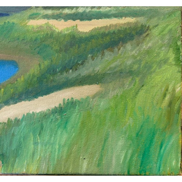 Late 20th Century Landscape Painting - Blue Pond For Sale - Image 5 of 7