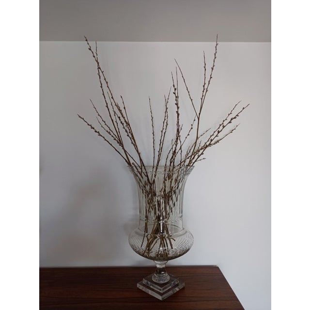 Large Antique French Belle Epoque Glass Crater Amphora Vases in the style of Baccarat, 1900s, Set of 2 For Sale - Image 6 of 14