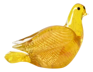 Yellow and Gold Glass Bird Figurine from Murano, 1960s