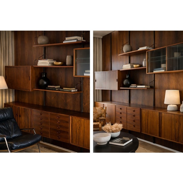 Danish Modular Wall Bookcase in Rosewood, 1960s For Sale - Image 3 of 18