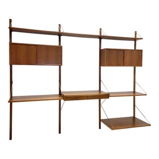 Poul Cadovius for Royal System Teak 3 Bay Modular Wall Unit With Desk For Sale