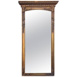 Neoclassical Style Gilt Draped Tassel Form Pier Wall Mirror For Sale