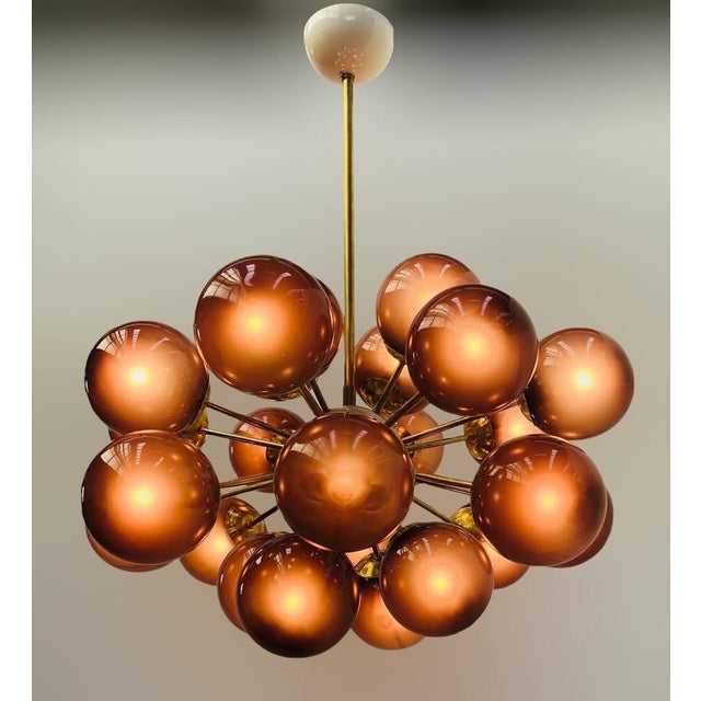 21st Century Ovale Natural Brass Frosted Amethyst Murano Sputnik Chandelier by Fabio LTD For Sale - Image 6 of 9