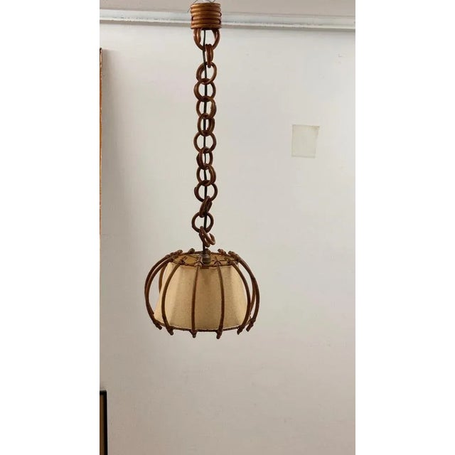1960s French Sculptural Wicker and Paper Pendant Light, 1960s For Sale - Image 5 of 12