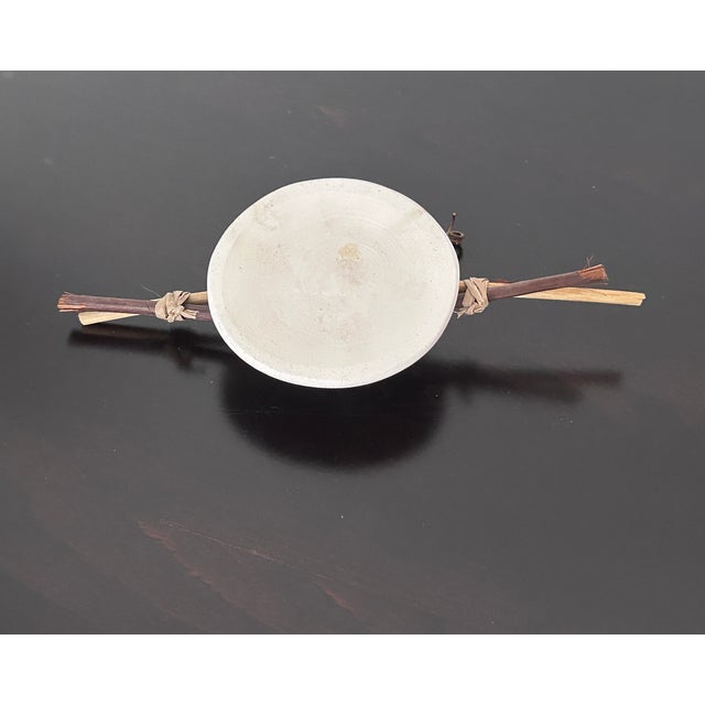 Off-white Vintage Studio Art, by David Smyth, Signed - Raku Fired White Ceramic Vessel With Lid and Natural Wood Twig Accents – 9.5” For Sale - Image 8 of 12