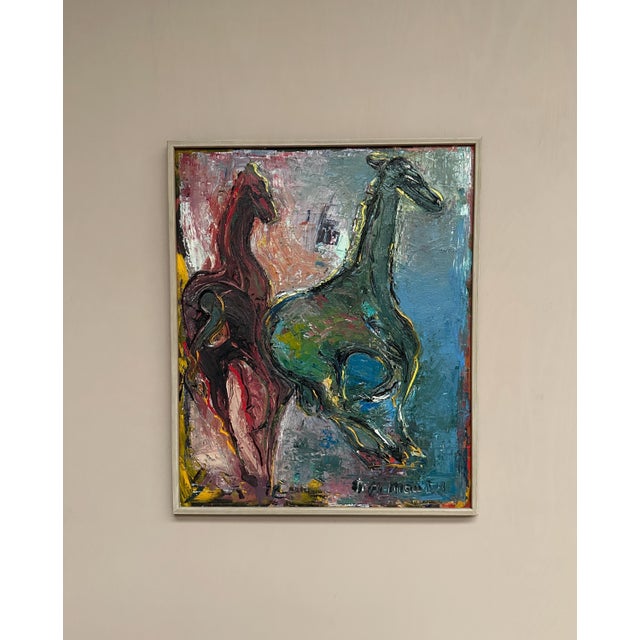 Mid 20th Century Helmut Mantel, Horses, 1950s, Oil Painting on Canvas, Framed For Sale - Image 5 of 12