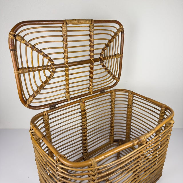 Vintage Rattan Basket, Italy, 1960s For Sale - Image 18 of 18
