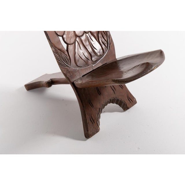Brown Set of Vintage African Carved Chairs For Sale - Image 8 of 10