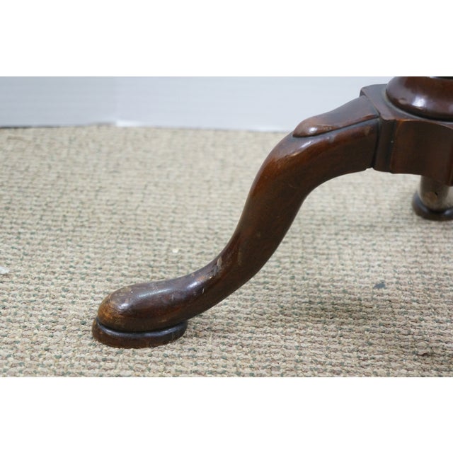 Antique Fine Arts Furniture Mahogany Leather Top Pedestal Table Plant Stand 21" For Sale - Image 11 of 14