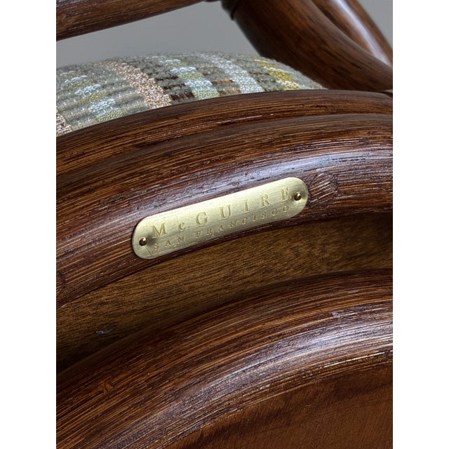 Brown Late 20th Century Set of 3 McGuire Modern Rattan Swivel Bar Stools For Sale - Image 8 of 8