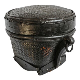 Vintage Round Akha Thai Basket For Sale
