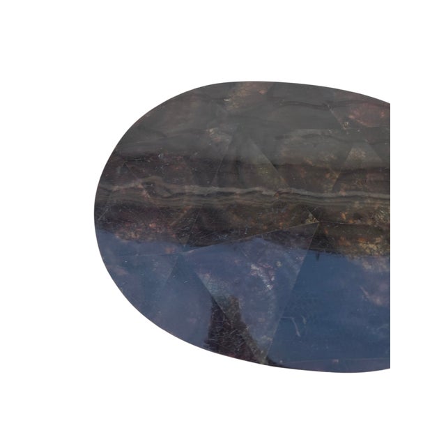 Brown 1990s Ethan Allen French Regency Tessellated Horn Lamp End Table Pedestal For Sale - Image 8 of 16