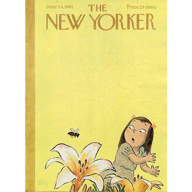 Original vintage New Yorker magazine cover from June 24, 1960 featuring a Bee theme. Cover illustration by William Steig...