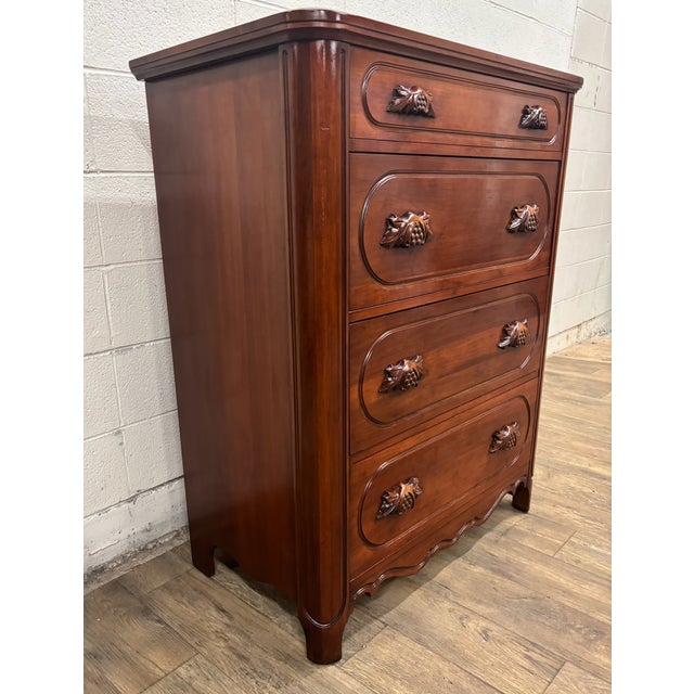 This is a gorgeous vintage Davis Cabinet Co. Lillian Russell Collection Victorian style solid walnut chest of drawers 2327...