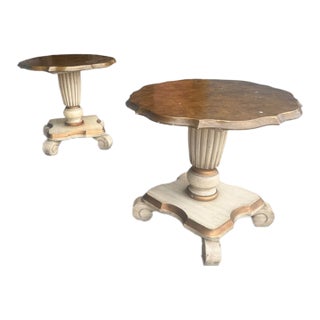 Pair of Katherine Henick Neoclassical Gilt & Painted Side Tables / Plant Stands For Sale