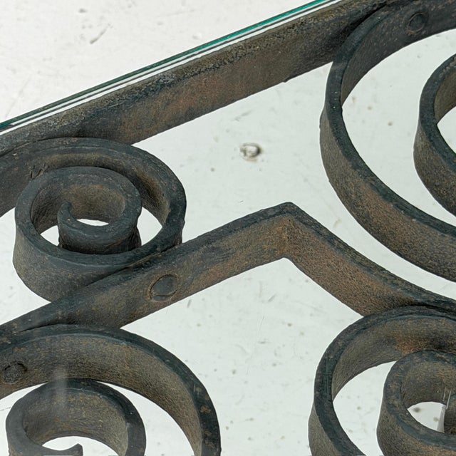 Mid 20th Century French Wrought Iron Forged Coffee Table For Sale - Image 4 of 5