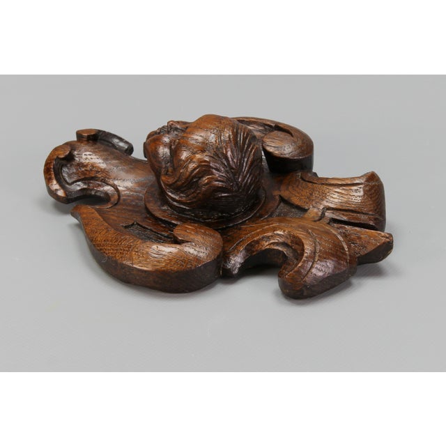 Wood French Hand-Carved Oak Wood Wall Plaque with Cherubs Head, 1900s For Sale - Image 7 of 18