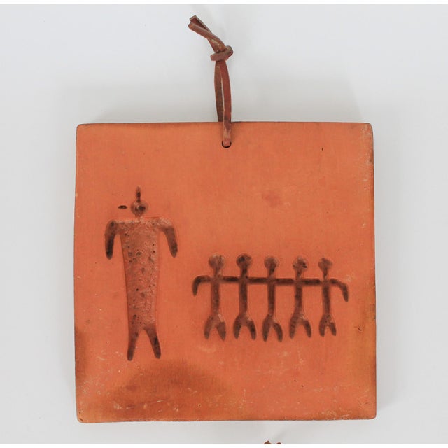 Mid 20th Century Set of Three Vintage Square Egyptian Style Terracotta Wall Hangings For Sale - Image 5 of 12