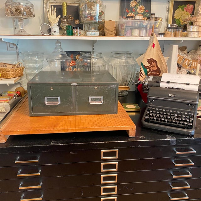 Mid-Century Modern 1950's Cole Steel Two Drawer Card File For Sale - Image 3 of 12