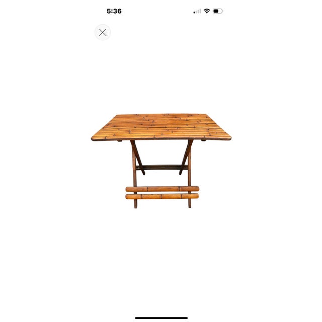 1950s Mid-Century Split Bamboo Folding Table For Sale - Image 10 of 12