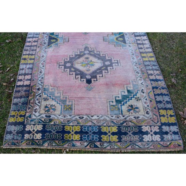 1970s Vintage Tribal Muted Colors Oushak Runner 4'5'' X 10'10'' For Sale - Image 5 of 10