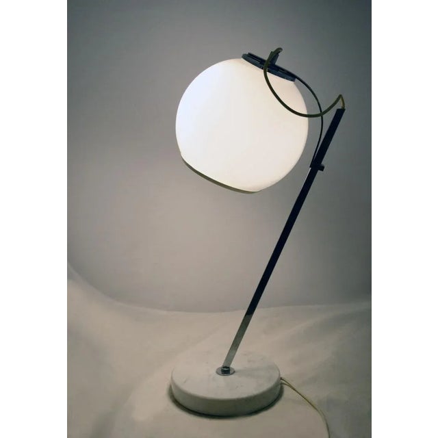 Silver White Table Lamp with Adjustable Glass Lampshade and Marble Base, 1970s For Sale - Image 8 of 11