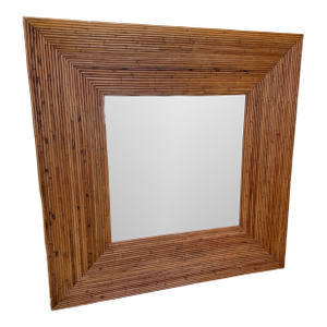 Large Vintage Split Bamboo Wall Mirror | Coastal, Hollywood Regency & British Colonial Style