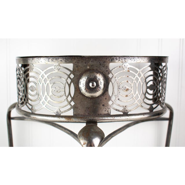 Contemporary Early 2000s Artisan Industrial Steel Petite Side Table With Cutouts For Sale - Image 3 of 15