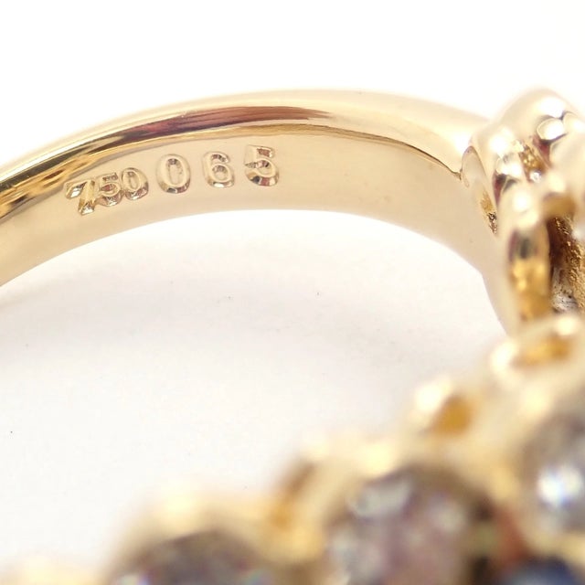 Late 20th Century Rare Christian Dior Yellow Gold Ruby Emerald Sapphire Diamond Flower Ring, Size 5.75 For Sale In Philadelphia - Image 6 of 14