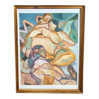 Mid Century Gouache Painting Attributed to James Gordaneer For Sale