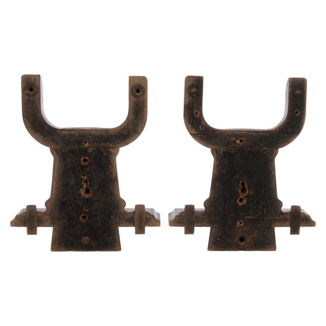 Industrial Vintage Foundry Mold Wood Bookends - a Pair For Sale - Image 3 of 10