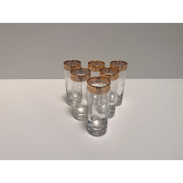 Gold Murano Glass Medici Gold Rim Long Drink Glass Set, 1970s, Set of 6 For Sale - Image 8 of 11