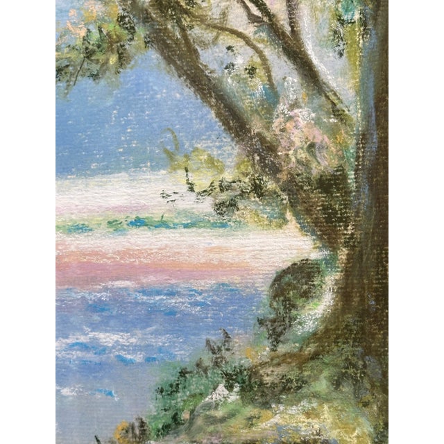 Blue Pastel Post-War Impressionist Watercolor by Rodolphe Planquette, Professionally Framed For Sale - Image 8 of 9