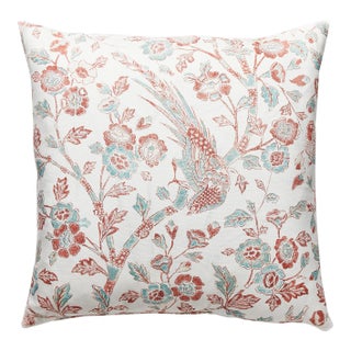 The House of Scalamandré Anissa Print Pillow, Coral Spice For Sale