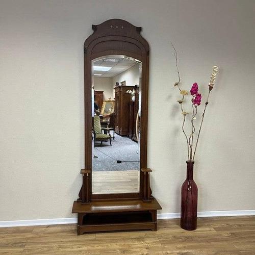 Antique Art Deco Standing Mirror in Walnut, 1930s For Sale - Image 11 of 11