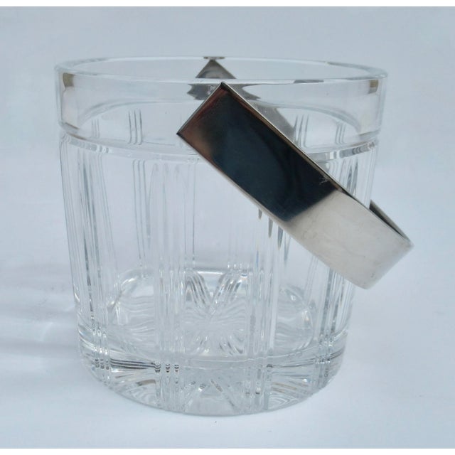 Vintage C.1980's Italian "Ragalia" Leaded Crystal With Polished Nickel Handled Ice Bucket For Sale In West Palm - Image 6 of 12