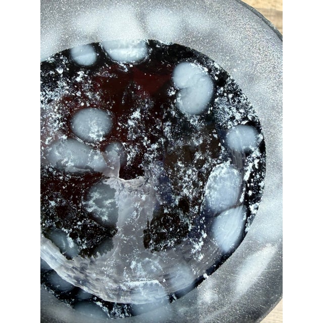 Amethyst Large Hand-Blown Amethyst Art Glass Freeform Handkerchief Vase With White Mottled Inclusions, 13.5"h For Sale - Image 8 of 8