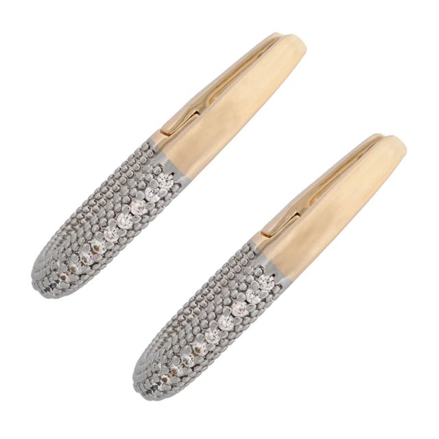 Early 21st Century Pave Diamonds Gold Hoop Earrings, A Pair For Sale - Image 5 of 9