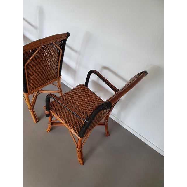 Rattan Bamboo Dining Chairs, Set of 4 For Sale - Image 11 of 12