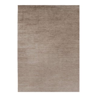 Rug & Kilim’s Oversized Modern Textural Rug in Brown, White and Beige Striae - 12x17 For Sale